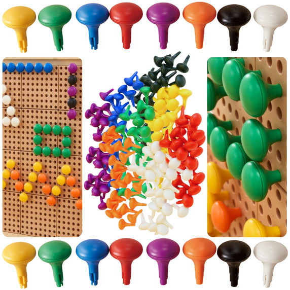 MASTERKIDZ Colorful Jumbo Pegs for STEM Board 128 Pcs - 8 Colors