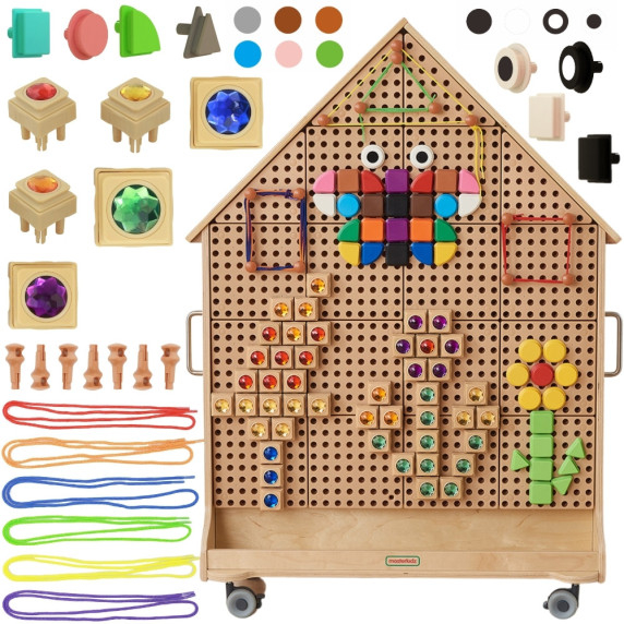 MASTERKIDZ Wooden STEM Board Freestanding XXL in the Shape of a House + Accessories