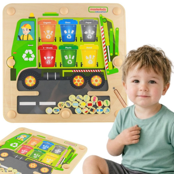 MASTERKIDZ Magnetic Board Waste Sorting Montessori Recycling Truck