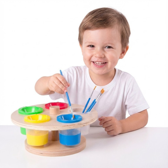 CLASSIC WORLD EDU Rotating Paint Cup Stand + Containers