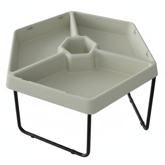 MASTERKIDZ Hexagonal Sand and Water Play Table with 3 Compartments and Adjustable Height