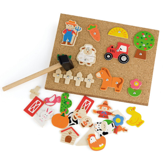 VIGA Wooden Farm Nail Art Montessori Cork Board