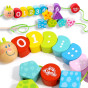 TOOKY TOY Wooden Threading Blocks Caterpillar Learning Counting 20 pcs.