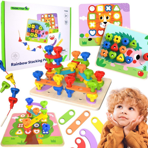 TOOKY TOY Multifunctional Board Set of Colored Screws Learning Shapes