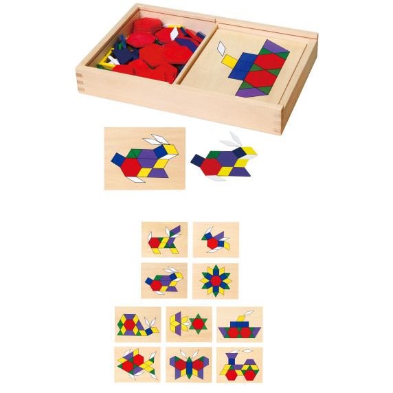 VIGA Wooden Geometric Mosaic Dienes Blocks Montessori Logical Puzzle 148 pieces