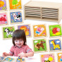 VIGA Wooden Puzzle 12 boards, 4 puzzles each, in a stand