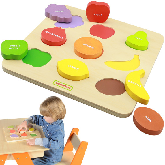 MASTERKIDZ Wooden Shape Sorter Colorful Fruits Montessori