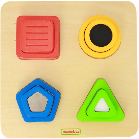 MASTERKIDZ Wooden Montessori Material Surface Texture Shape Sorter