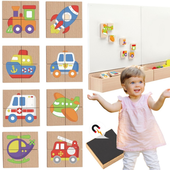 Viga Wooden Puzzle Magnetic Puzzle - Vehicles FSC Certified
