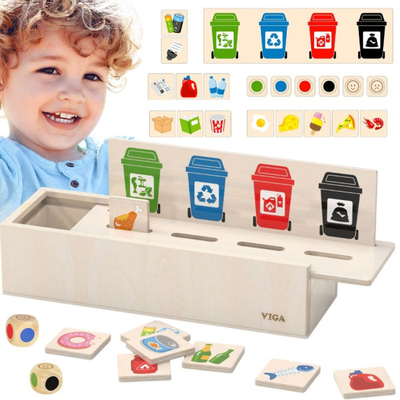 VIGA Puzzle Wooden educational game for learning how to sort waste