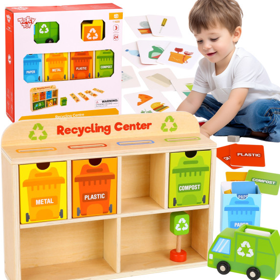 TOOKY TOY Wooden Recycling Center Educational Sorter
