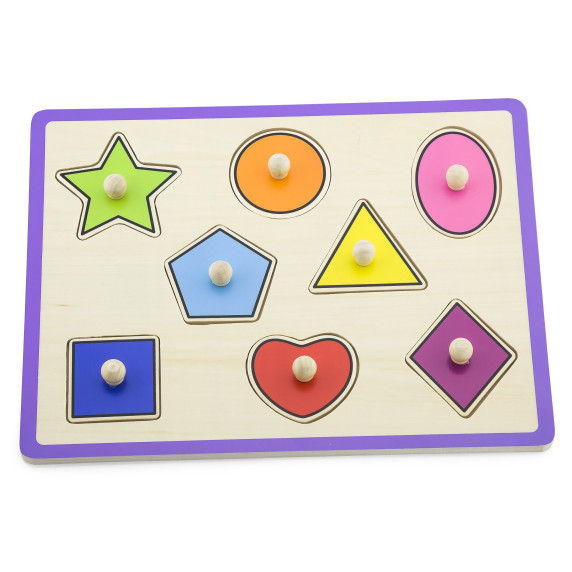 VIGA Wooden Colorful Puzzle with Pins Shapes