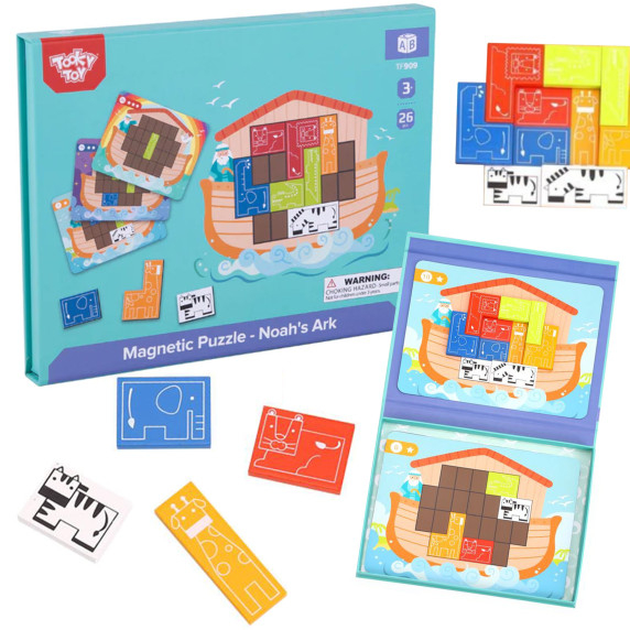TOOKY TOY Magnetic Montessori Puzzle Logical Puzzle Tetris Noah's Ark 26 pcs.