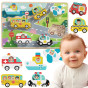 TOOKY TOY Wooden Montessori Puzzle Vehicles Cars Plane Ship City Match Shapes
