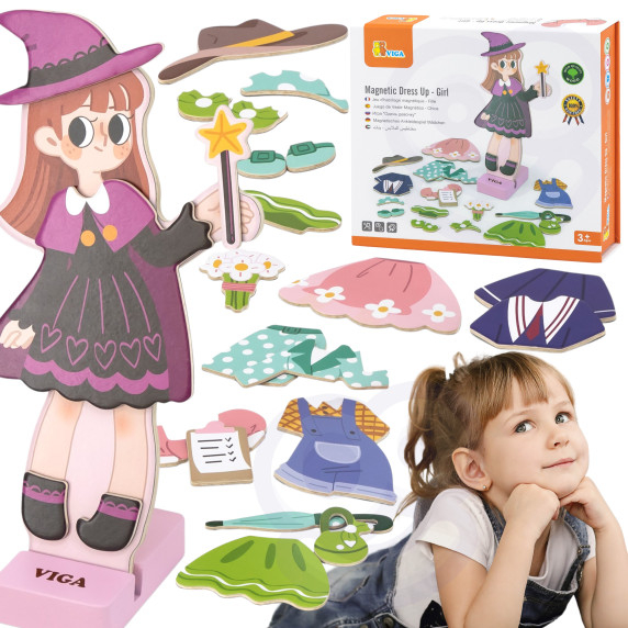 VIGA Wooden Magnetic Educational Dress Up Puzzle