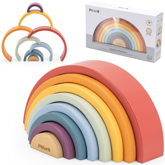 VIGA PolarB Wooden Rainbow Puzzle Creative Montessori Blocks