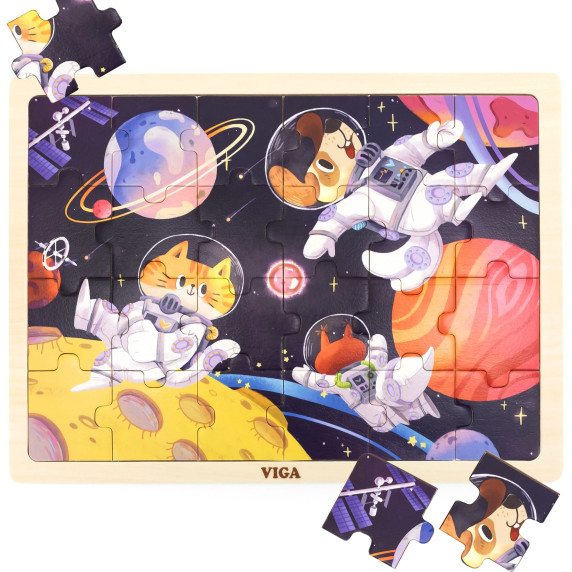 VIGA Wooden Puzzle 24 Piece Space Adventure