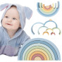 TOOKY TOY Pastel Puzzle Wooden Montessori Rainbow Blocks
