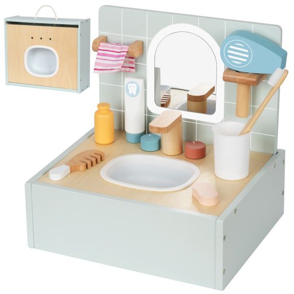TOOKY TOY Toilet Bathroom Wooden Toilet Bathroom with Accessories