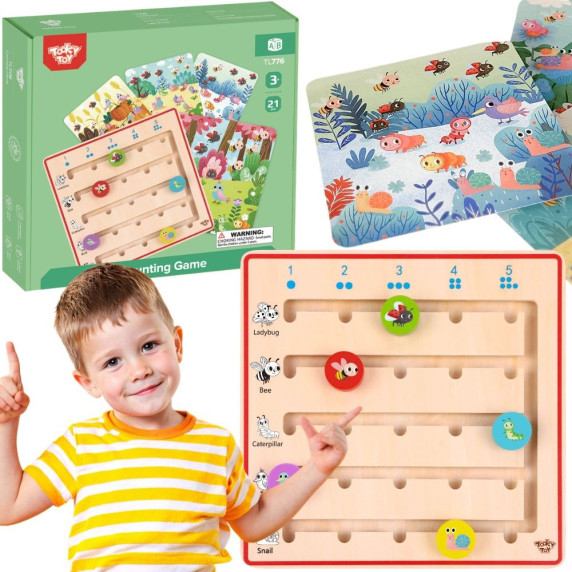 TOOKY TOY Wooden Learning to Count Animals Game