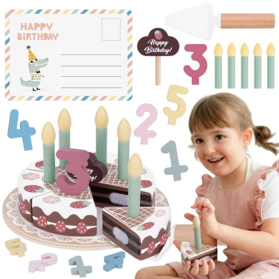 TOOKY TOY Wooden Birthday Cake with Turnip Candles