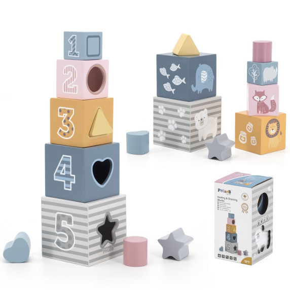 VIGA PolarB Pyramid Educational Puzzle Cube Sorter Blocks