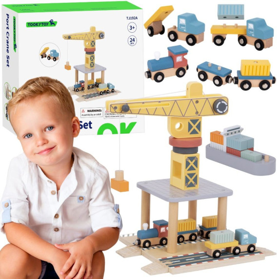 TOOKY TOY Wooden Harbor Crane Set