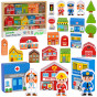 TOOKY TOY Wooden Set of Buildings and Figures City