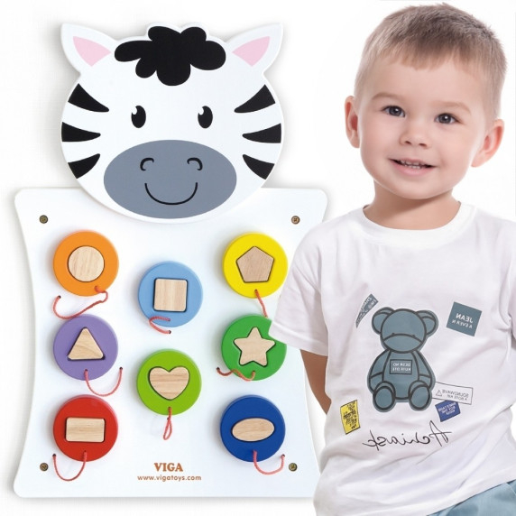 VIGA Wooden Zebra Manipulative Board FSC Montessori Certificate