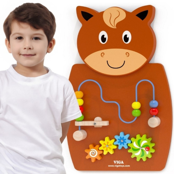 VIGA Wooden Manipulative Board Horse FSC Montessori Certificate