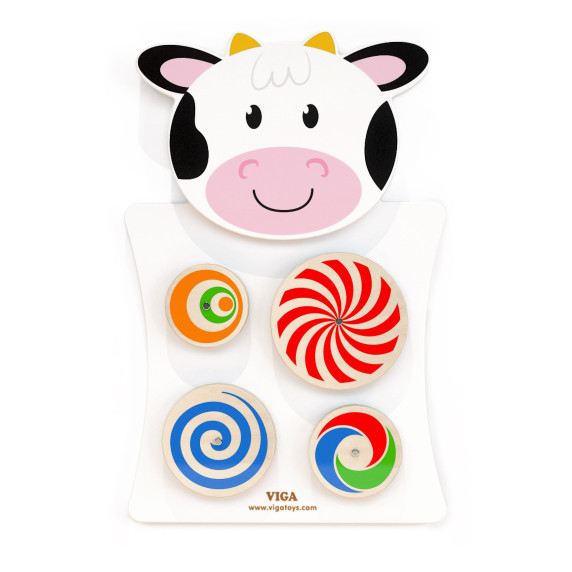 VIGA Wooden Manipulative Board Cow FSC Montessori Certificate