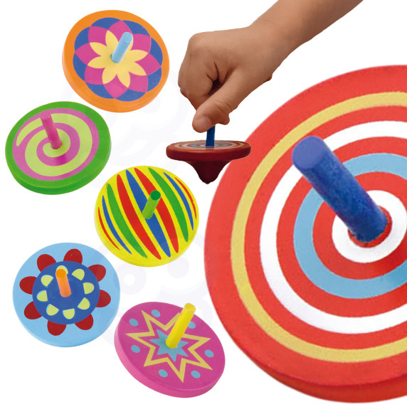 VIGA Colorful Wooden Spinning Top 1pc