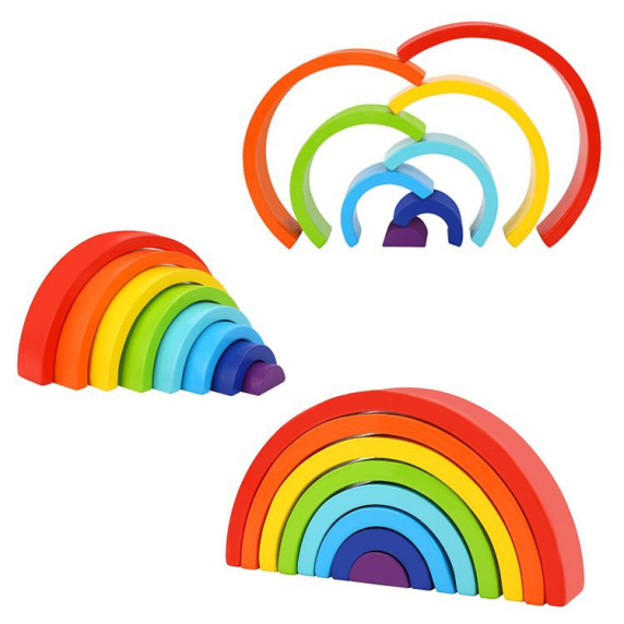 TOOKY TOY Wooden Rainbow Puzzle Creative Montessori Blocks FSC Certified