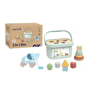 TOOKY TOY Sorter Box 3in1 Blocks Pyramid Elephant