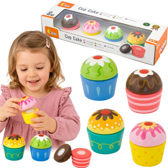 Viga Wooden Cookies Cupcakes 4 pcs