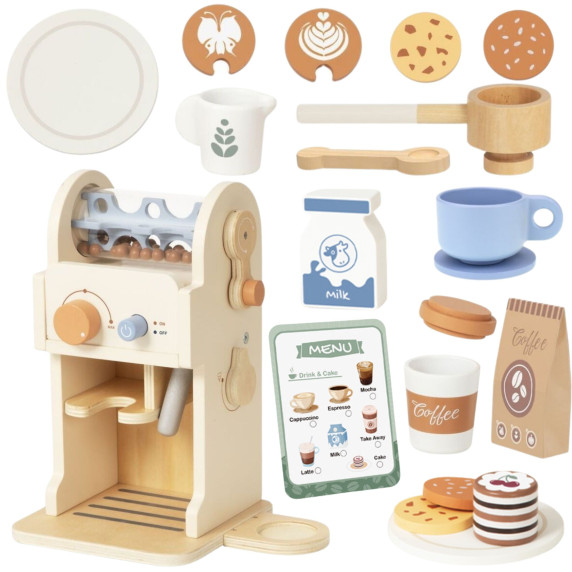 TOOKY TOY Wooden Coffee Set - Barista Espresso Machine