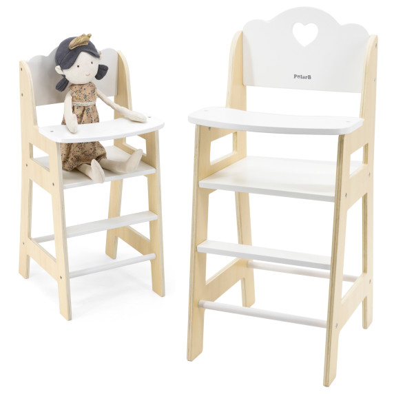 VIGA PolarB White Wooden Feeding Chair for Dolls