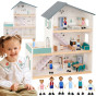 TOOKY TOY Large Wooden Dollhouse + FSC Figures