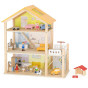 VIGA Wooden Dollhouse Set with Dolls and Accessories