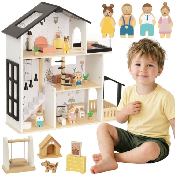 TOOKY TOY Wooden Doll House 25 Pieces
