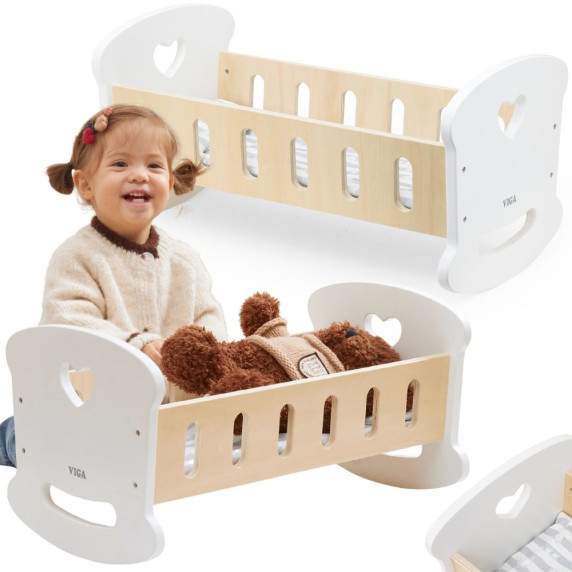 VIGA Wooden Doll Cradle with Heart