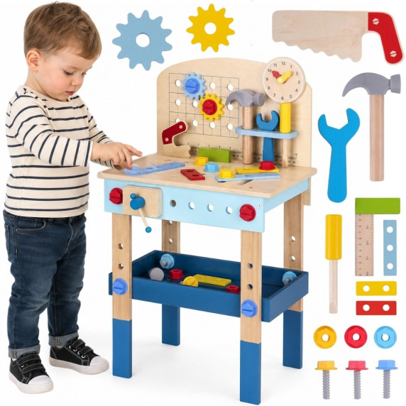 TOOKY TOY Wooden DIY Workshop Table