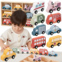 VIGA Wooden Set of Colorful City Vehicles 9 pcs.