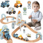 TOOKY TOY Wooden Space Train Track Set