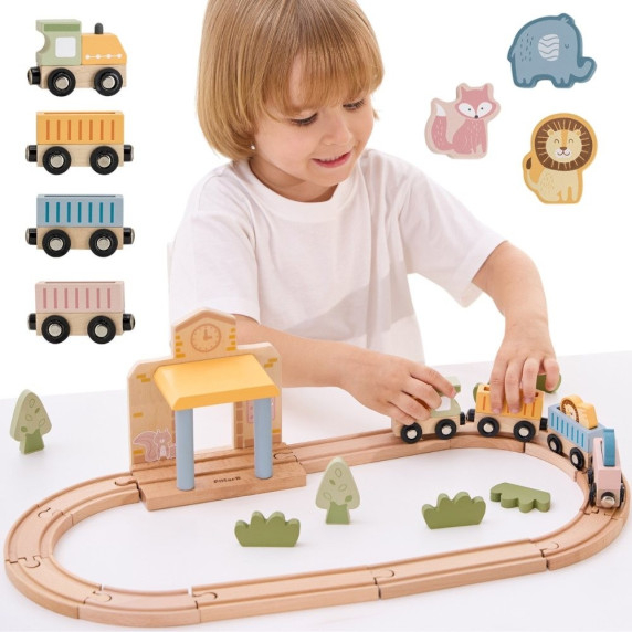 Viga PolarB Wooden Train Set 30 pcs.