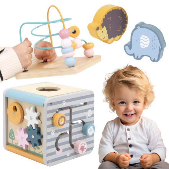 VIGA PolarB Activity Box Wooden Educational Game Center 5-in-1 cube