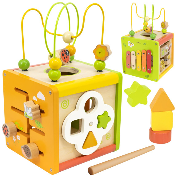 VIGA Wooden Educational Cube 5-in-1