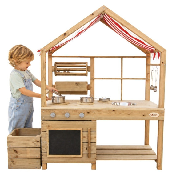 CLASSIC WORLD EDU Large Wooden Kitchen with Roof Accessories