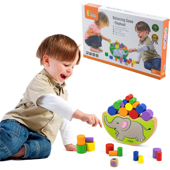VIGA Wooden Balancing Elephant Montessori Puzzle