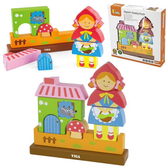 VIGA Wooden Magnetic Blocks Little Red Riding Hood Set 10 Pieces